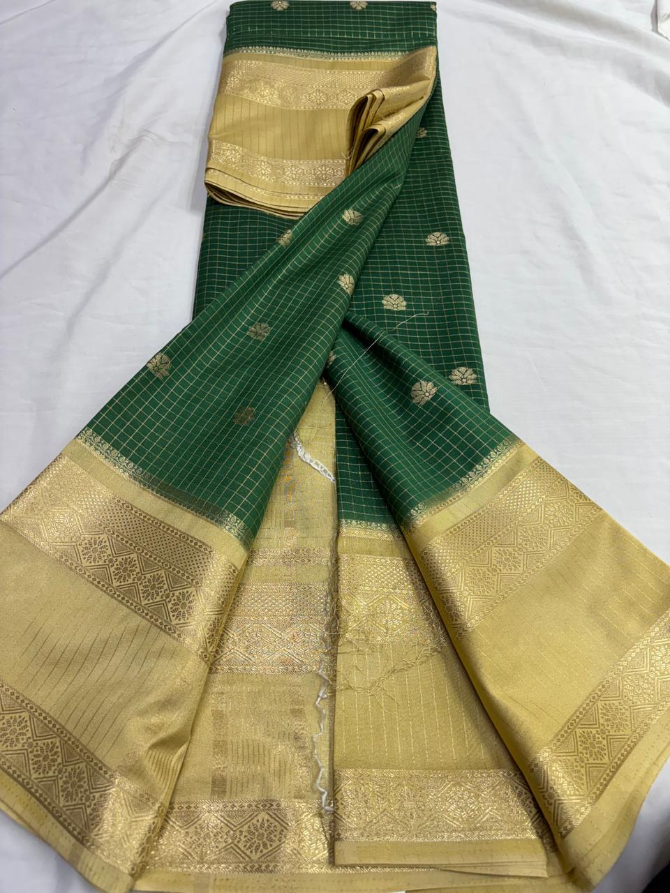 mysore silk checks crepe saree