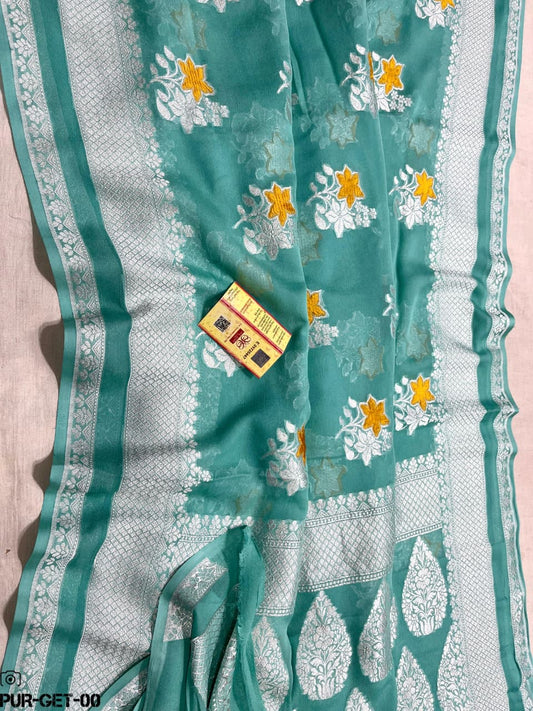 Banarasi kaddi geogette silk saree