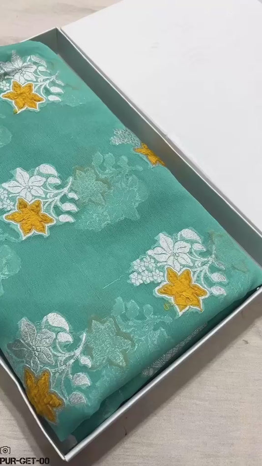 Banarasi kaddi geogette silk saree